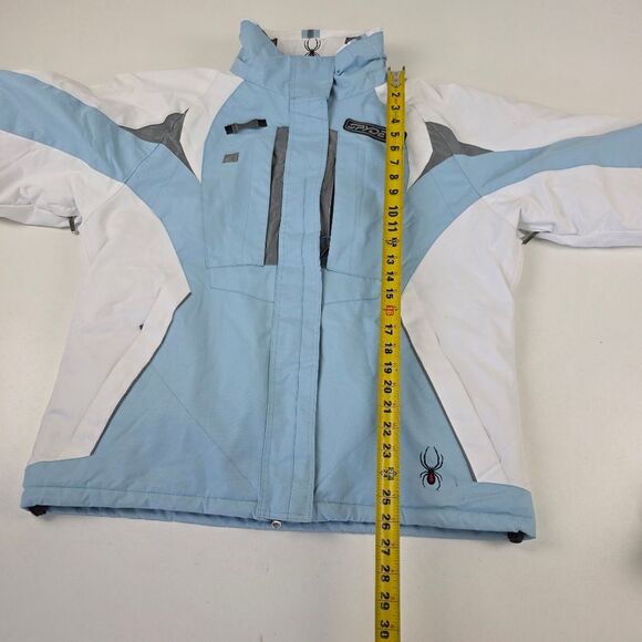Women "Spyder" Powder Blue/white, Heavy Winter Snowboard Ski Full Zip Jacket 2XL - Picture 4 of 14